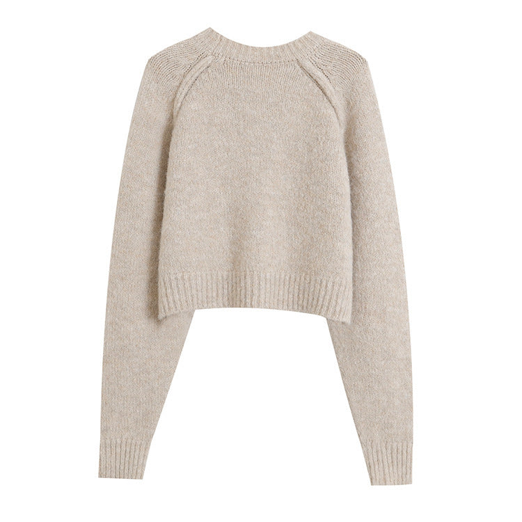 French Style Simple Temperament Leisure Round Neck Sweater