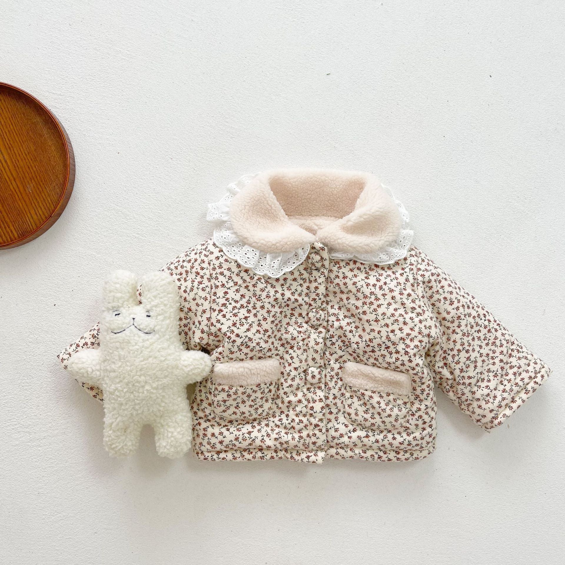 Cotton Jacket Floral Quilted Cotton To Keep Warm And Velvet Baby Girl