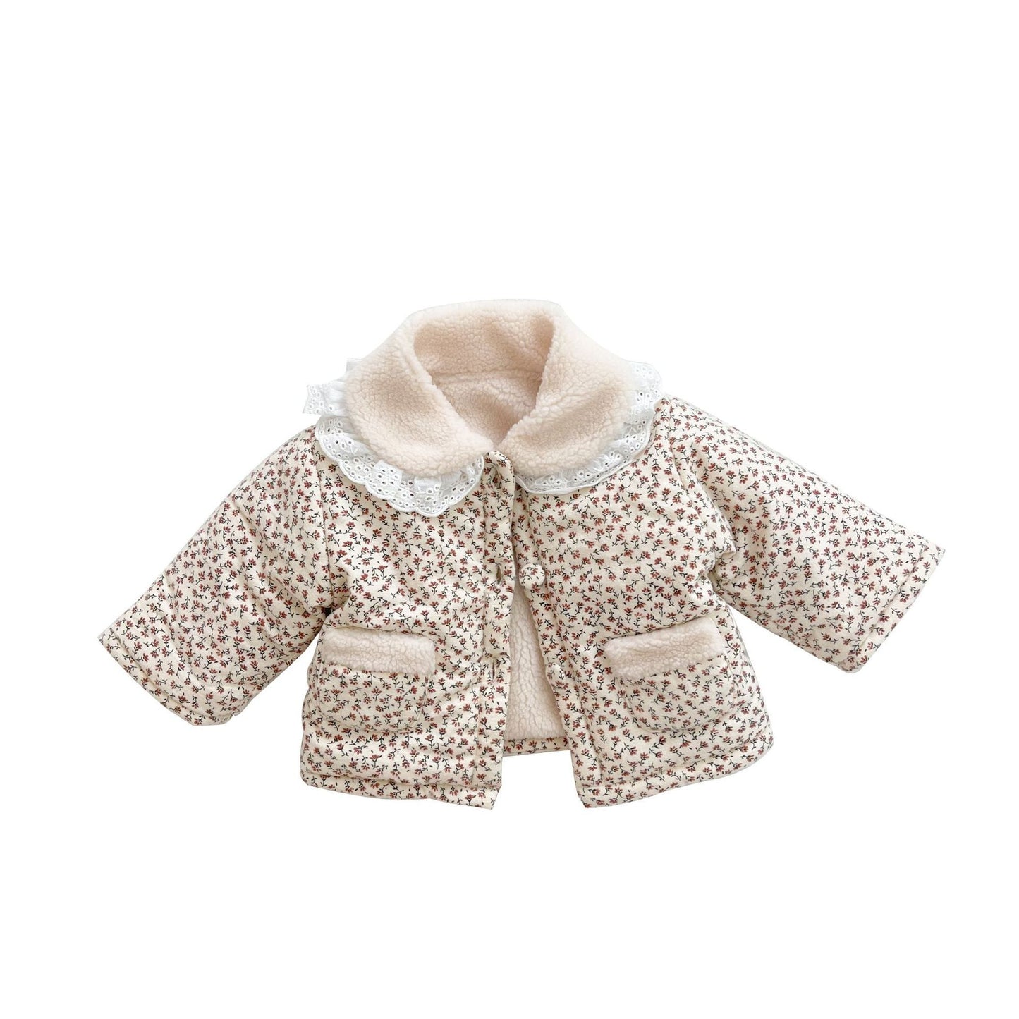 Cotton Jacket Floral Quilted Cotton To Keep Warm And Velvet Baby Girl