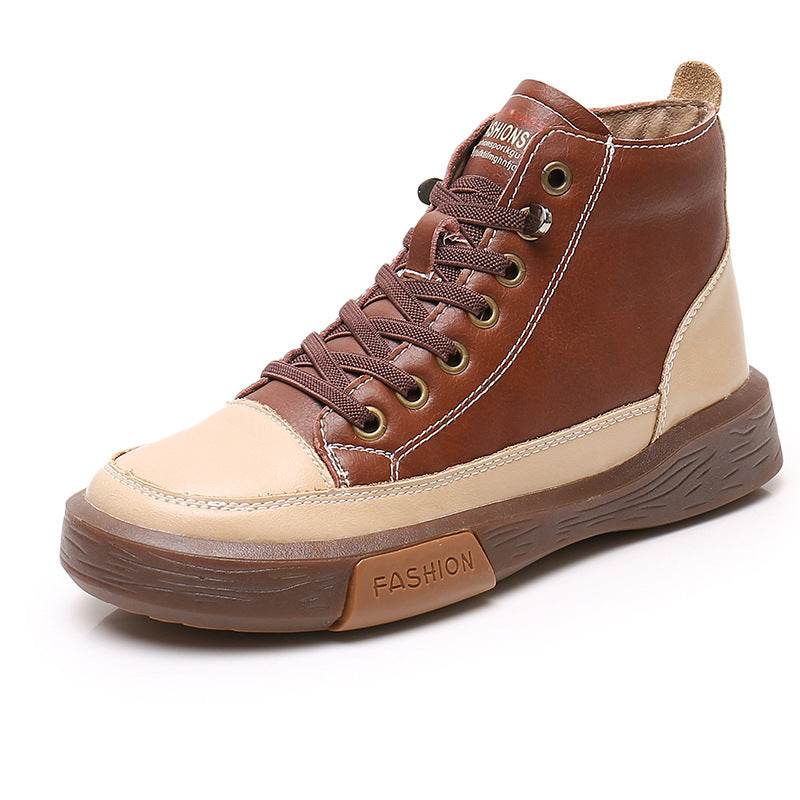 Women's short boots soft sole casual sports shoes Brown