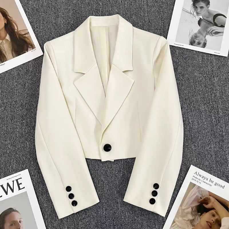 Versatile Fashion Slimming Student Fashion Suit Jacket Creamy White