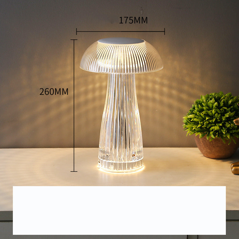 Creative Crystal Lamp Jellyfish Table Lamp Light Luxury Touch Decoration Home Decor White USB charging model 3color