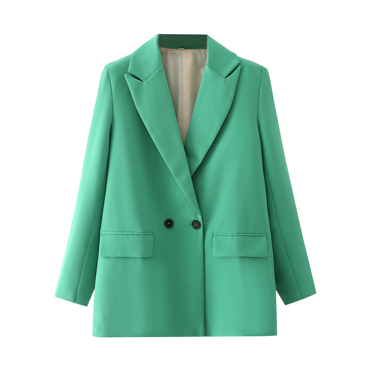 Women's Multicolor Double Breasted Suit Coat Suit Bright Green