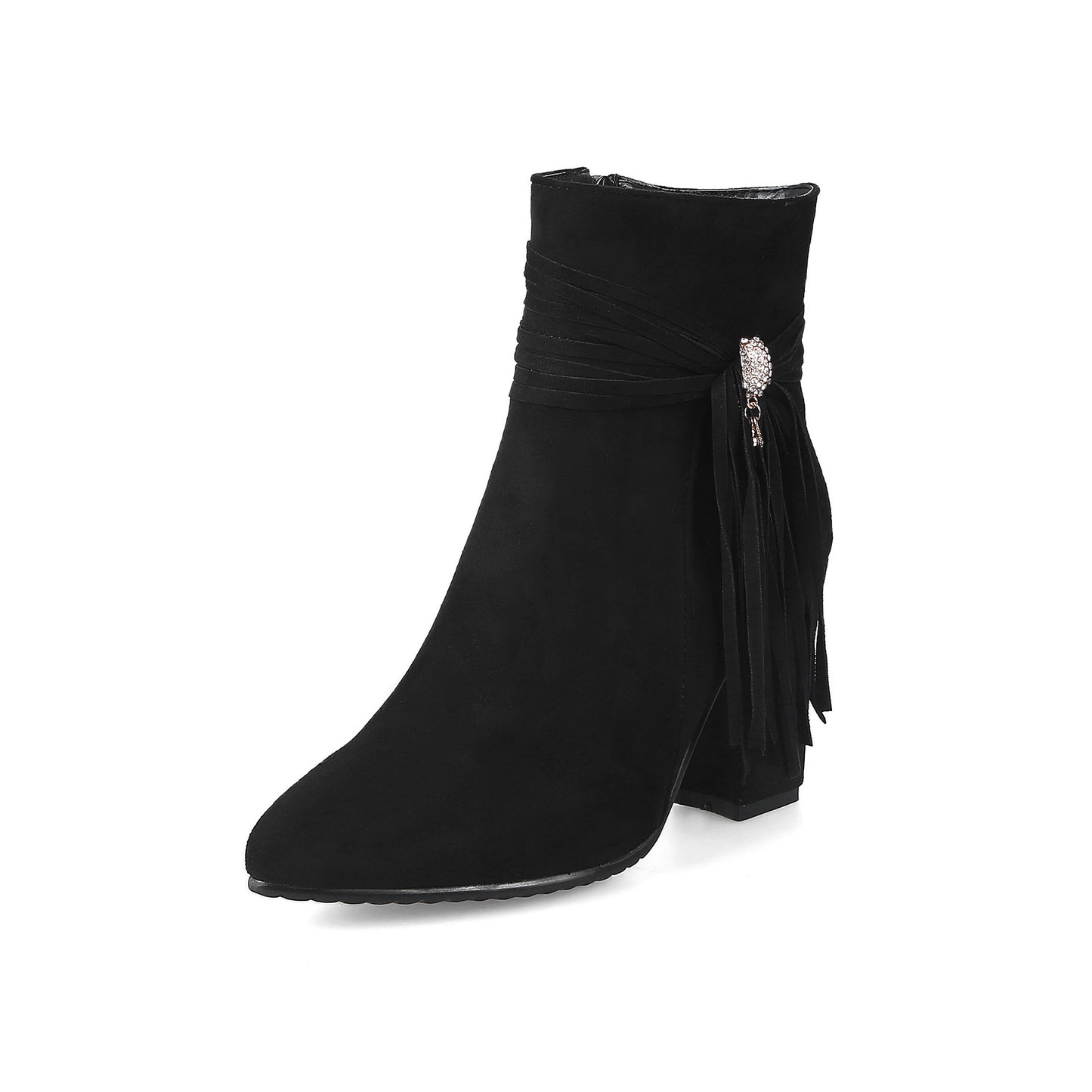 Low heel suede ankle boots women England Black