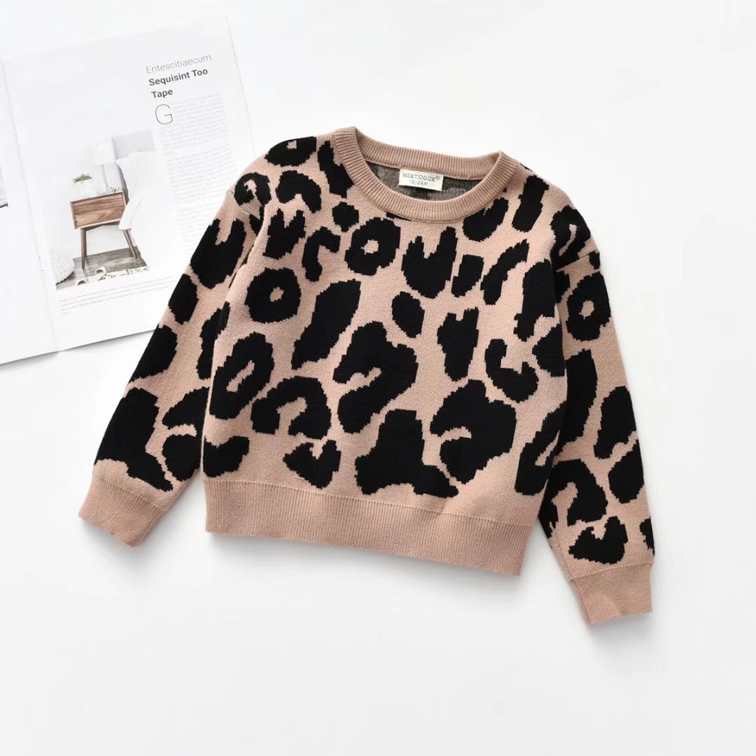 New Korean Style Jumper Leopard Sweater For Kids Black