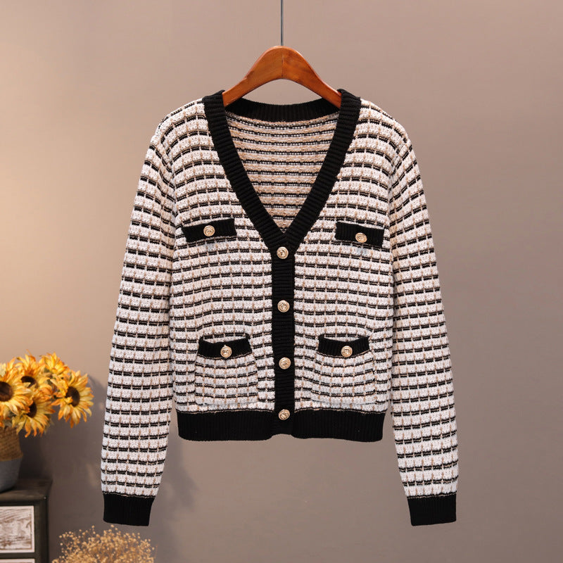 Knitted cardigan sweater Black One size