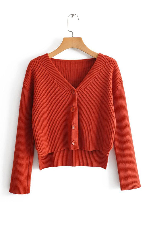 Cardigan sweater coat top woman Red One size