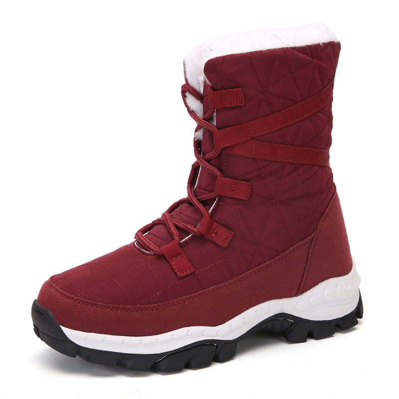 Thick Plush Plus Velvet Warm Women Snow Boots Red