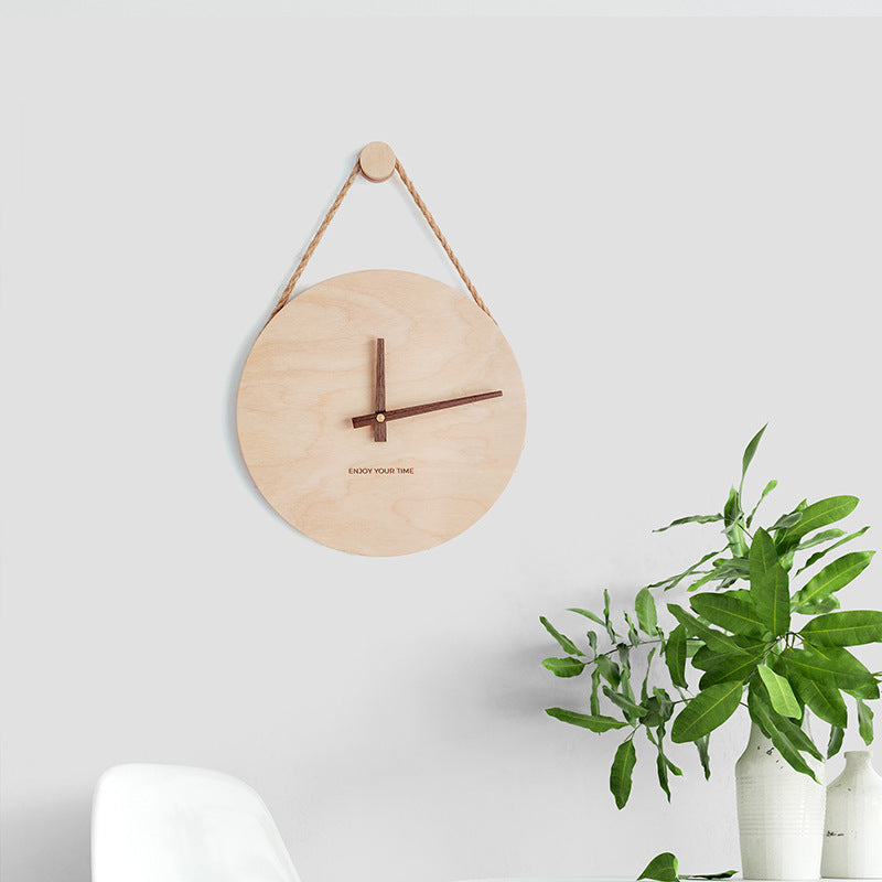 Wooden Sling Creative Wall Clock Nordic Home Living Room Clock Decoration