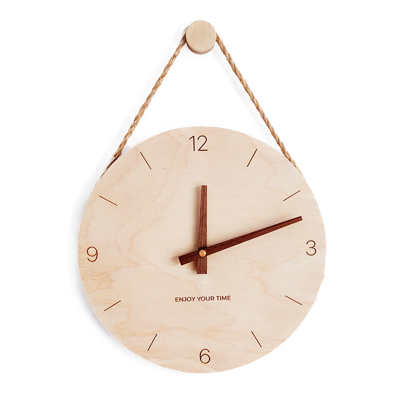 Wooden Sling Creative Wall Clock Nordic Home Living Room Clock Decoration