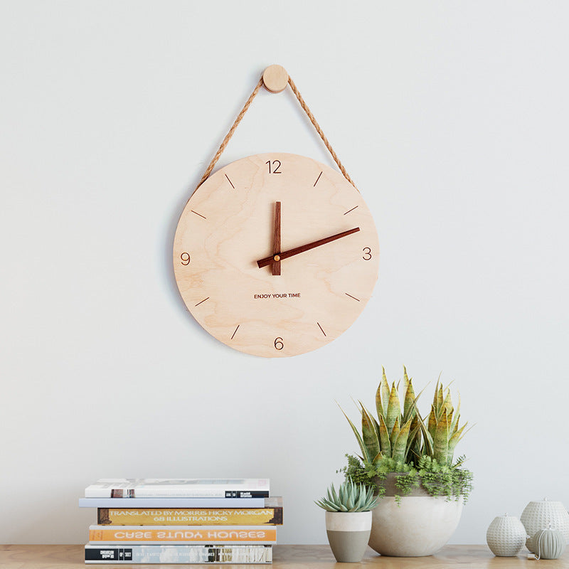 Wooden Sling Creative Wall Clock Nordic Home Living Room Clock Decoration