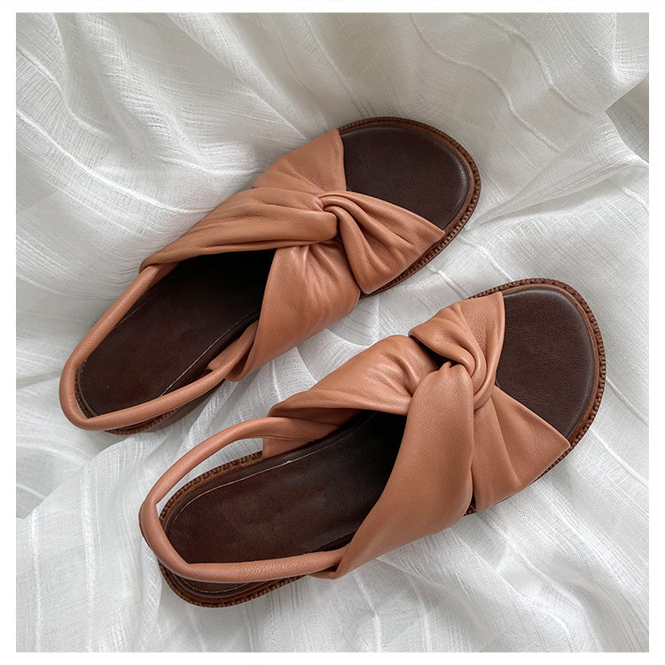 Sheep Skin Sandals Summer New Cross Strap Sandals