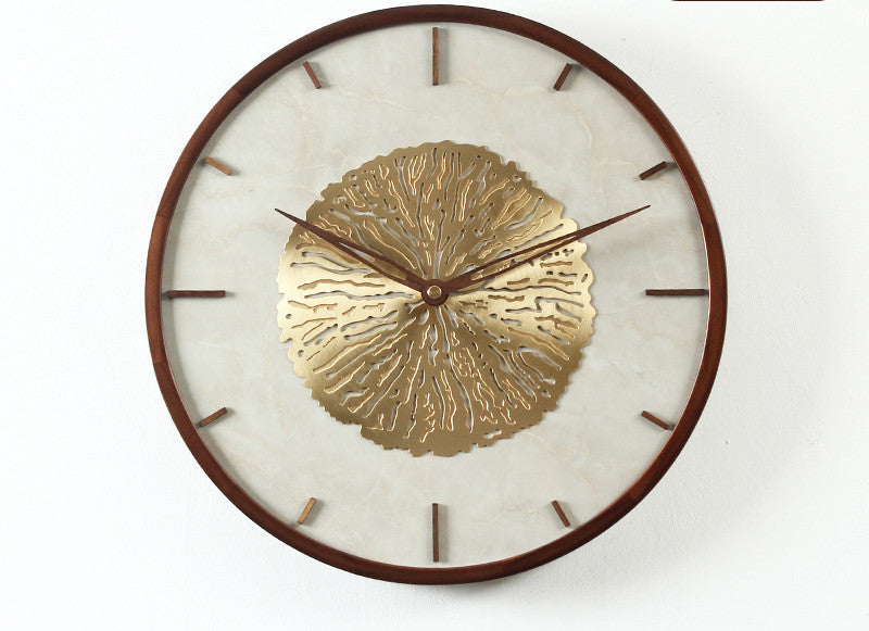 Modern Light Luxury Clocks, Home Living Room Porch Creative Decoration Wall Clock Walnut white wooden pointer