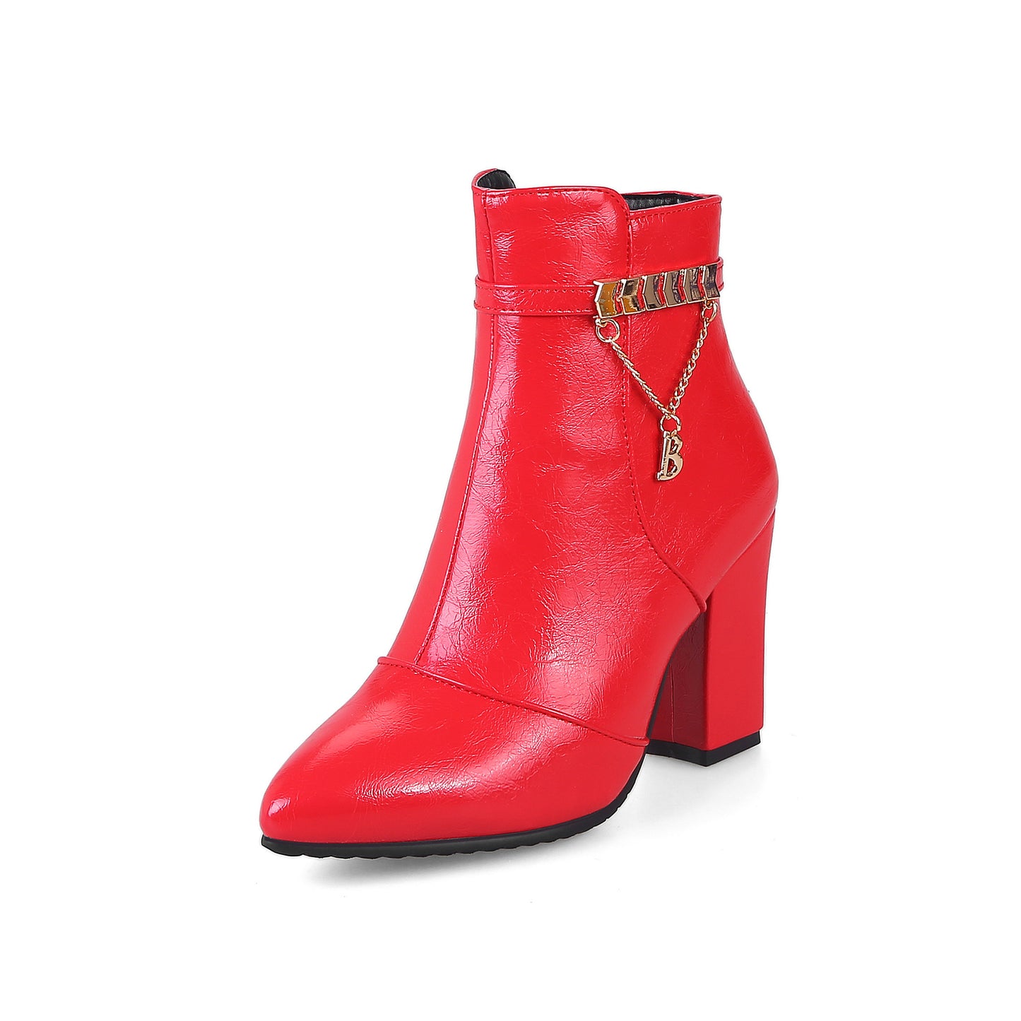 Low-heel short suede short leather women boots Red