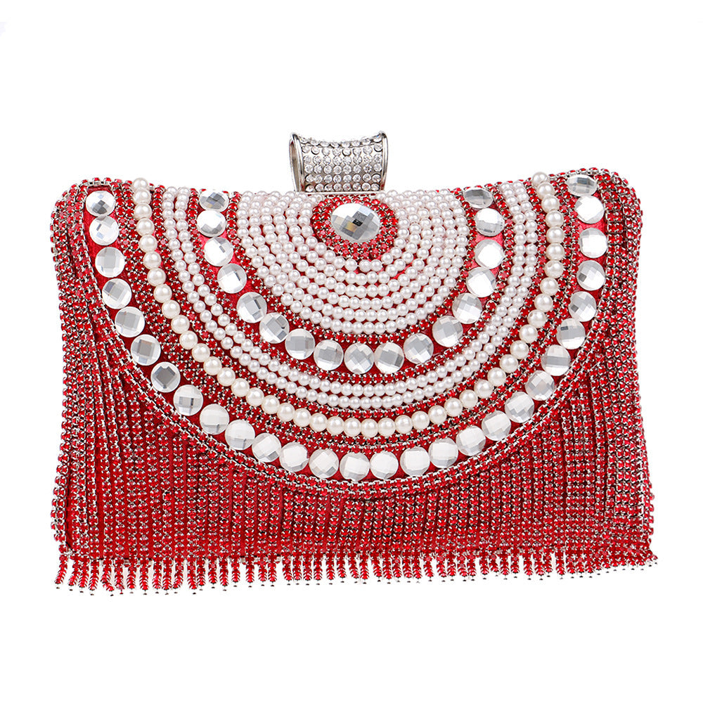 Ladies Banquet Bag Tassel Evening Bag Red