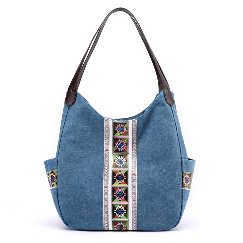 Women's Bag Canvas Bag portable shoulder bag Blue