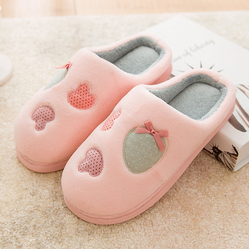 Non-slip home thick-soled cotton slippers Light pink