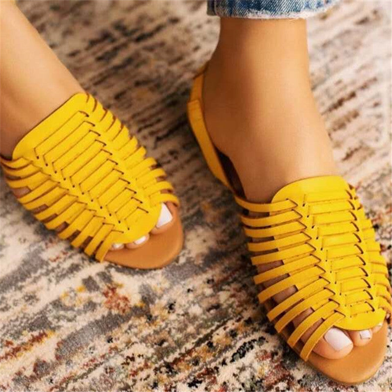 Flat Herringbone Cutout Sandals