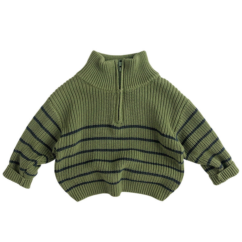 Autumn And Winter Kids' Top Baby Boy And Baby Girl Half Zipper Pullover Sweater