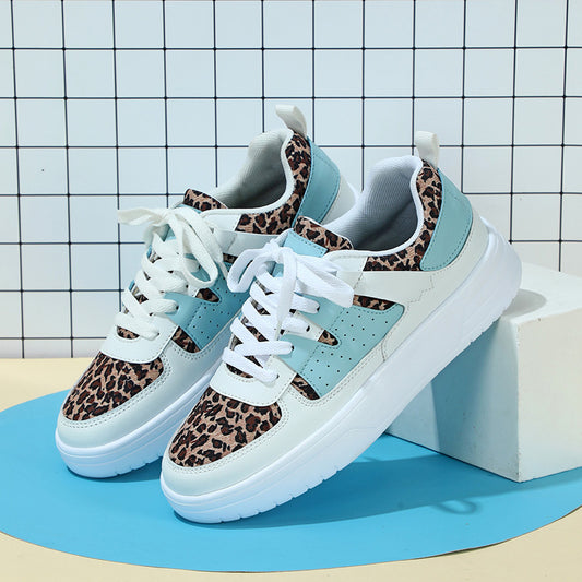 Platform Sneakers Soft Bottom Comfortable Sports White leopard pattern