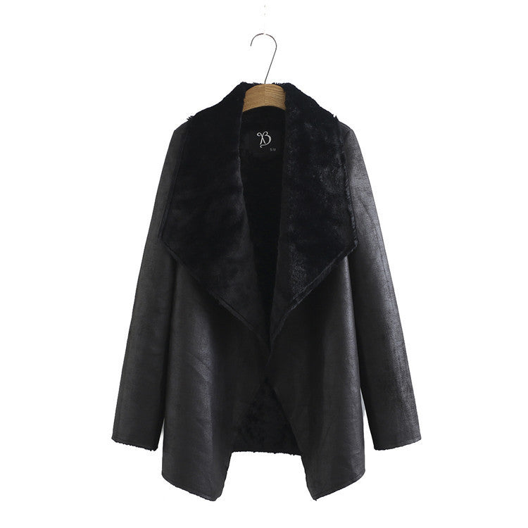 Casual Simple Mid-length Faux Fur All-in-one Leather Jacket