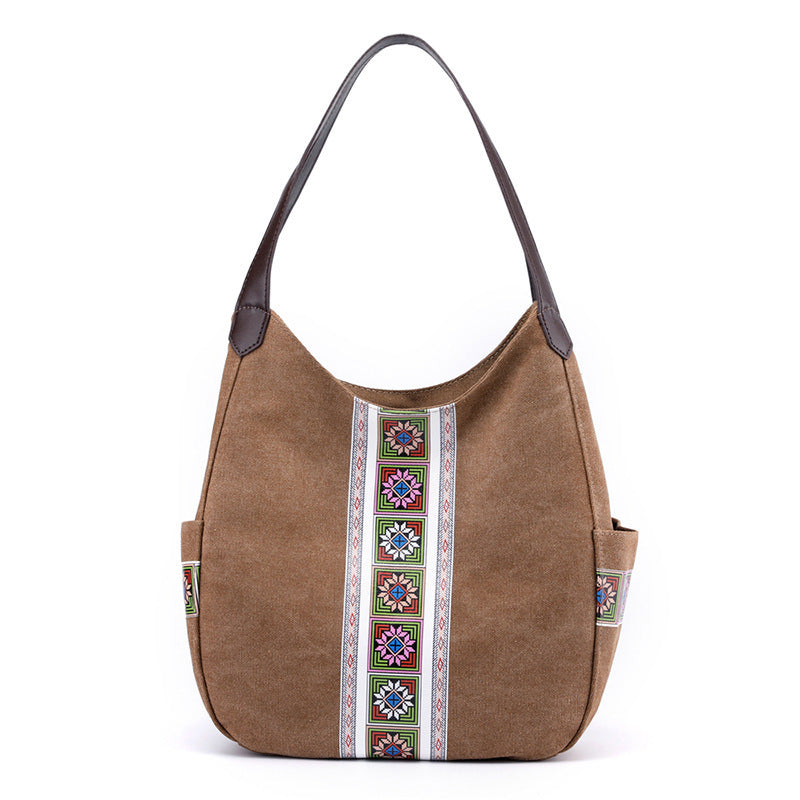 Women's Bag Canvas Bag portable shoulder bag Brown