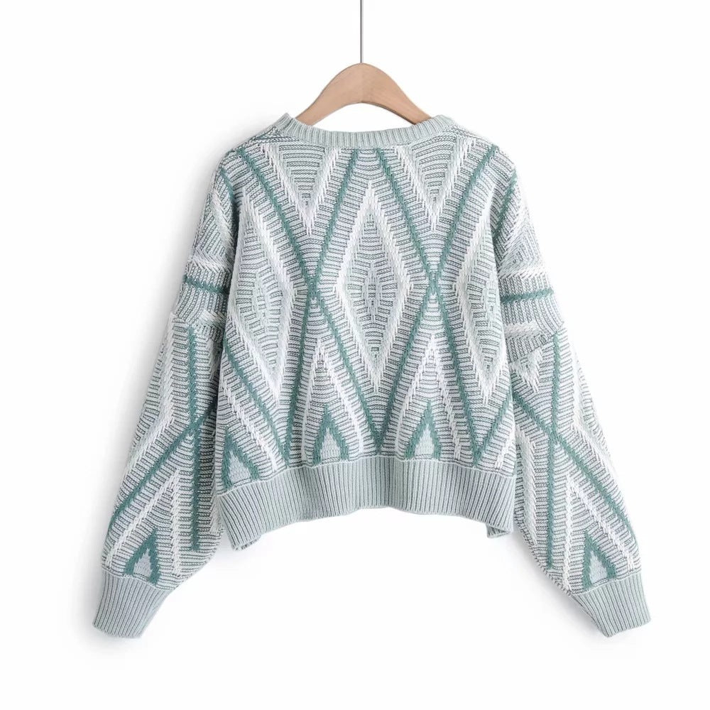 Contrast color lazy pullover sweater