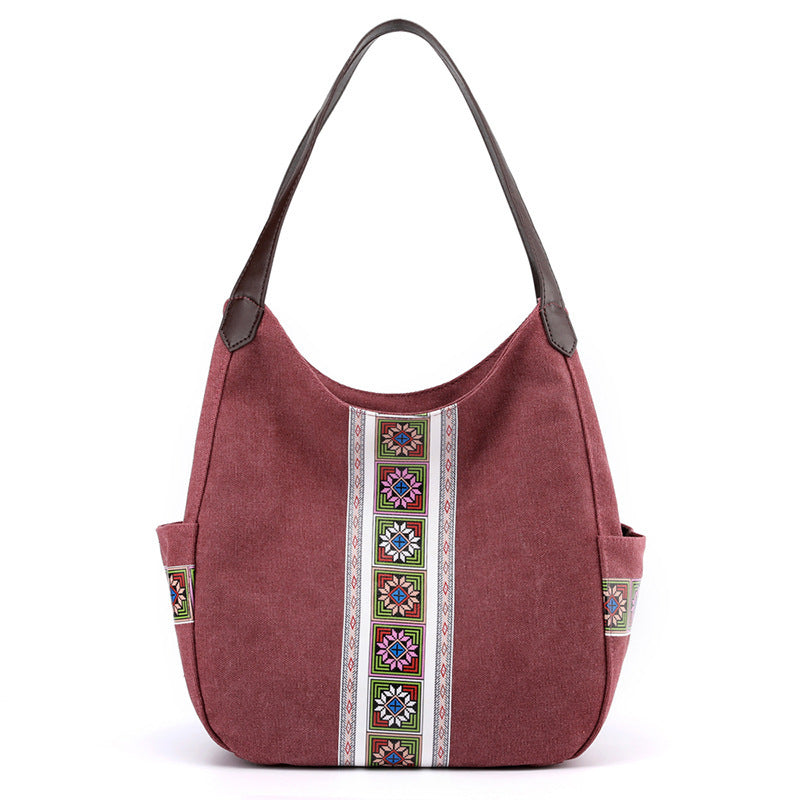 Women's Bag Canvas Bag portable shoulder bag Red