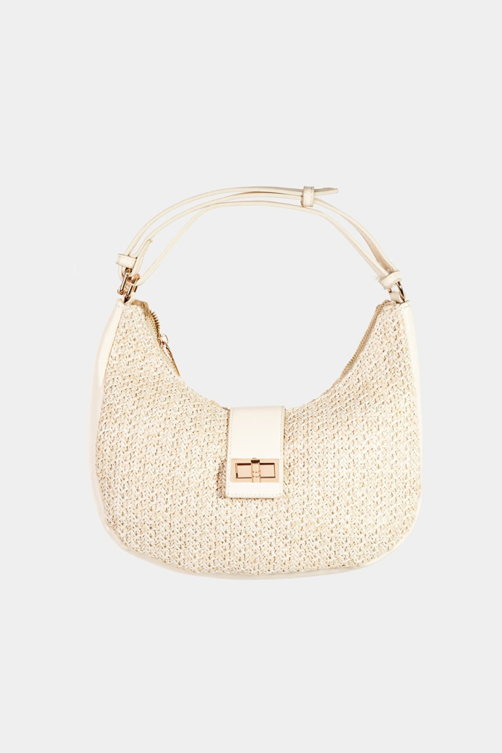 Fame Straw Braid Hobo Bag Ivory One Size