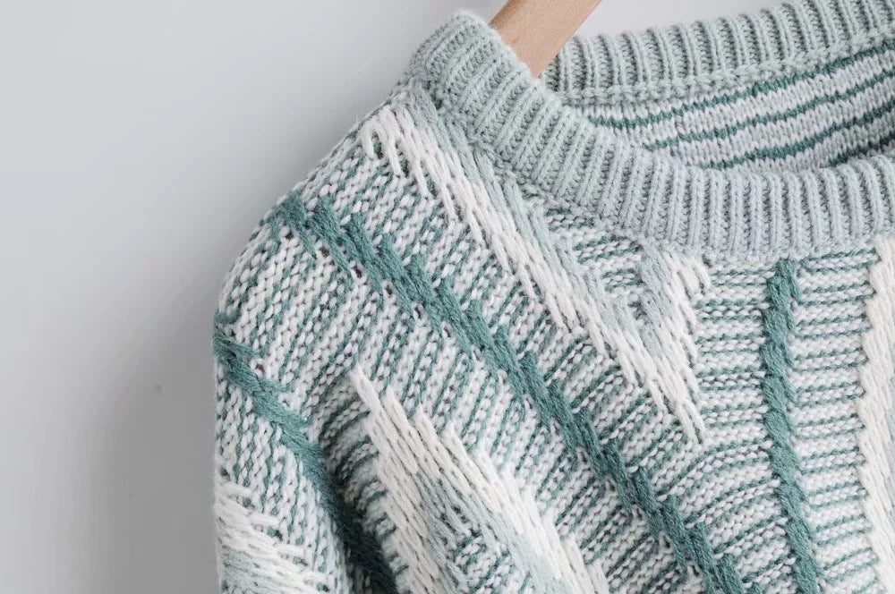 Contrast color lazy pullover sweater