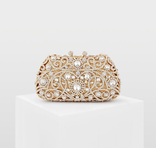 Crystal Beaded Evening Bag Gold