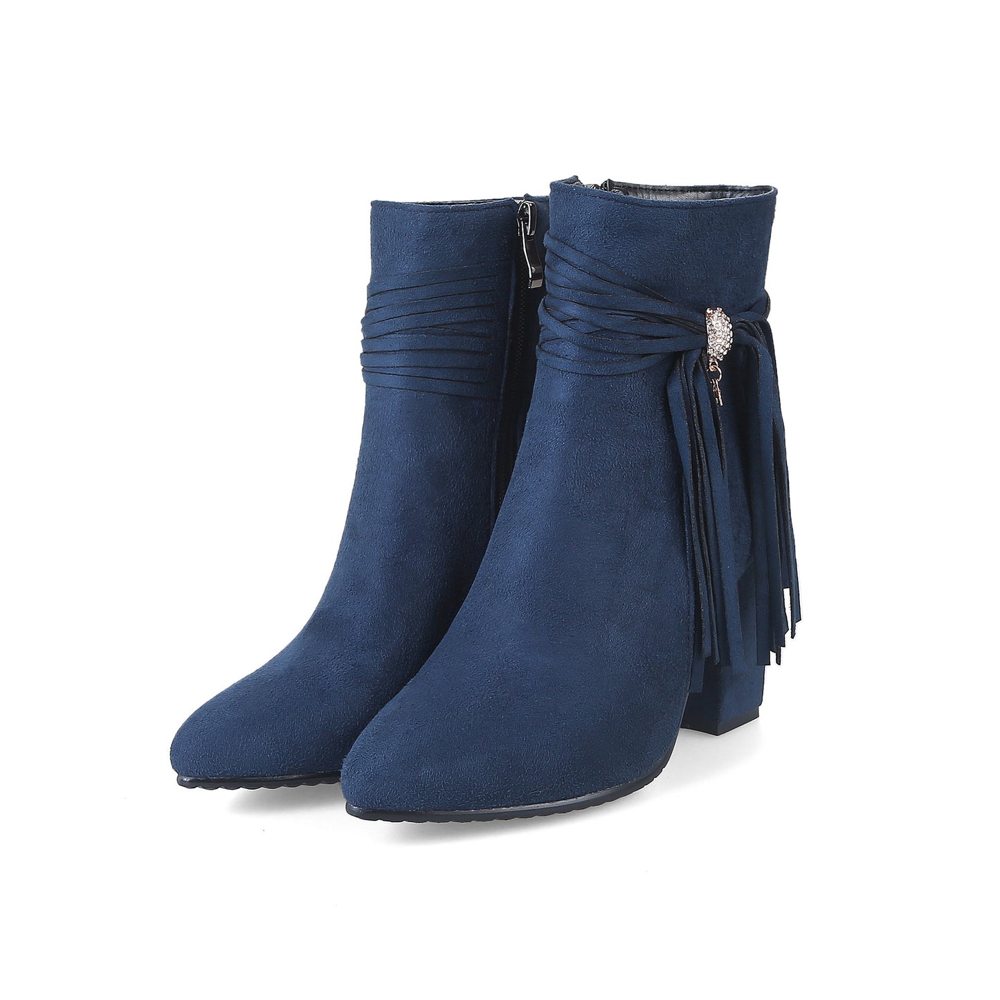 Low heel suede ankle boots women England 1 Blue