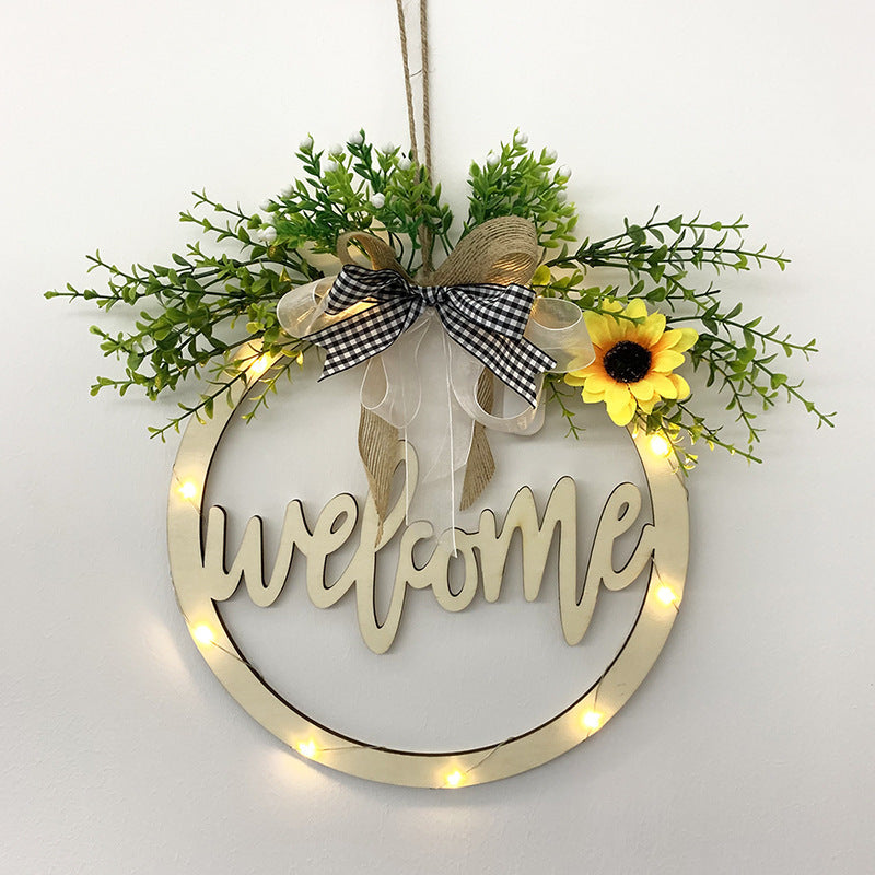 Welcome Wooden Sign Easter Decoration Home Decoration Door Hollow HELLO without light