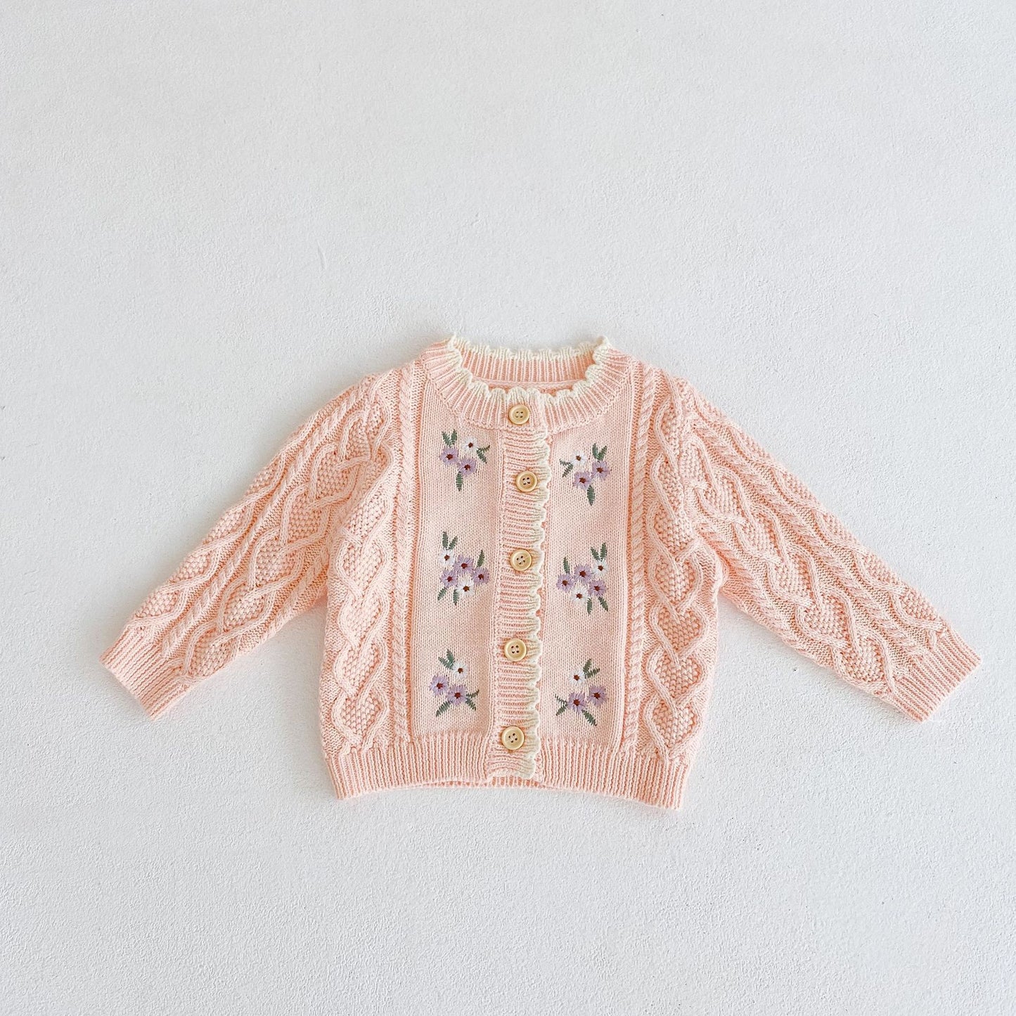 Baby Girl Baby Flower Embroidered Coat Pink