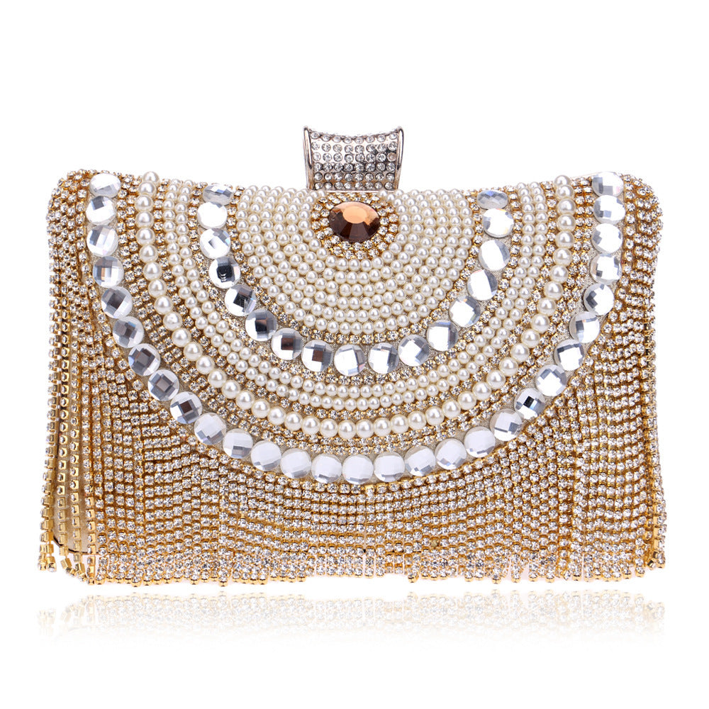 Ladies Banquet Bag Tassel Evening Bag Gold