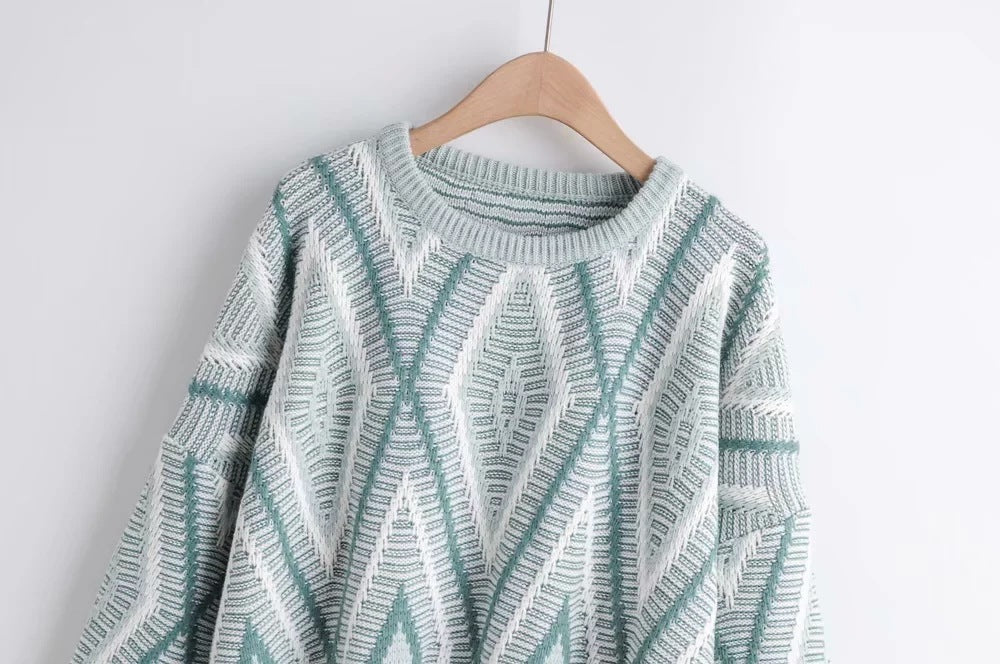 Contrast color lazy pullover sweater