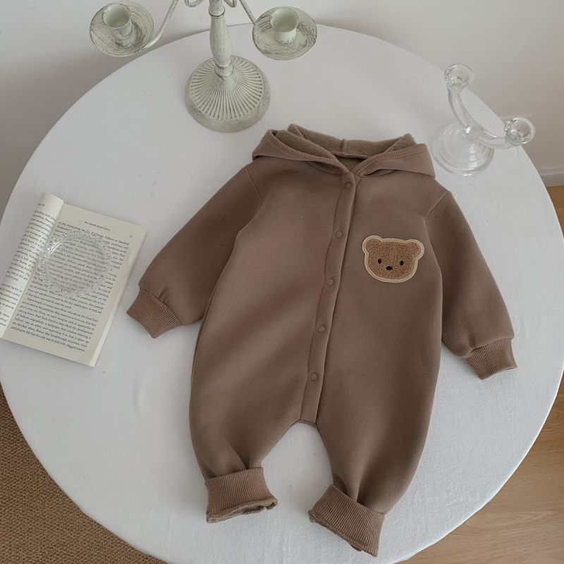 Jumpsuit Coat Male And Female Baby Fleece-lined Cartoon Bear