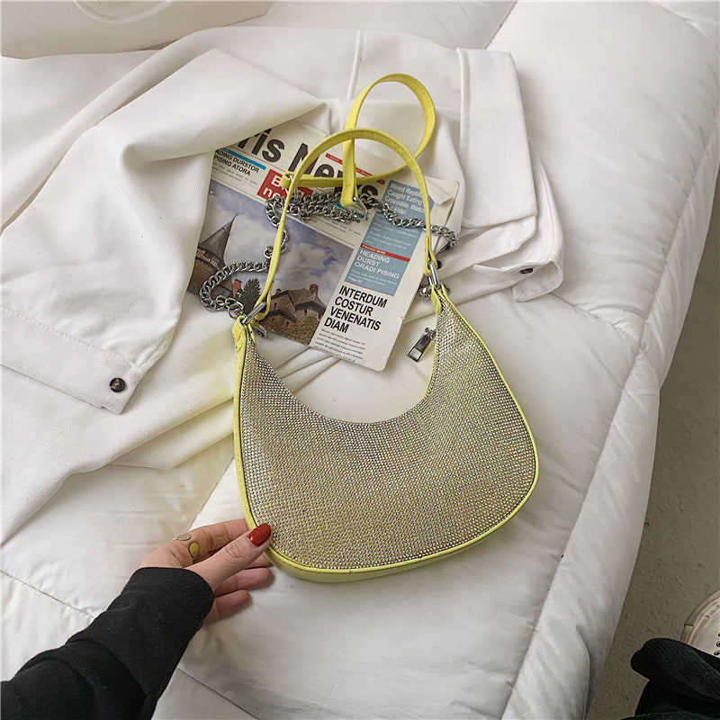 Shoulder Bag Personality Niche Sequins Underarm Bag Small Bag Yellow Large