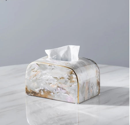 Light Luxury Marbled Paper Towel Decoration Coffee Table Dining Table Napkin Box Home Living Room White