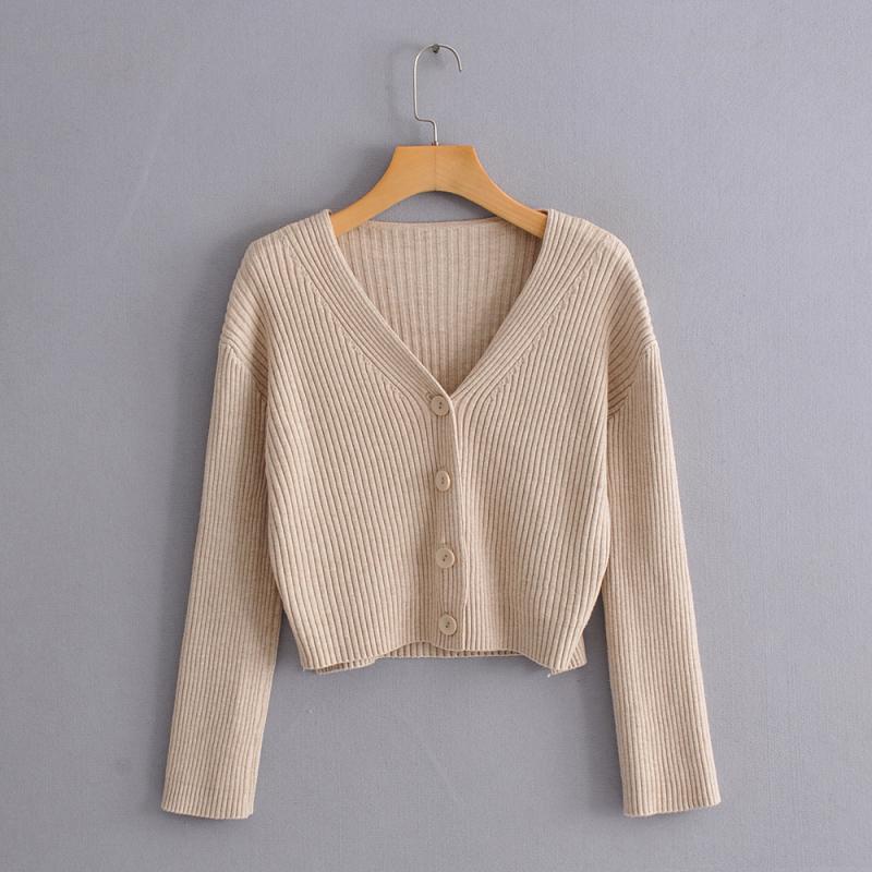 Cardigan sweater coat top woman Khaki One size