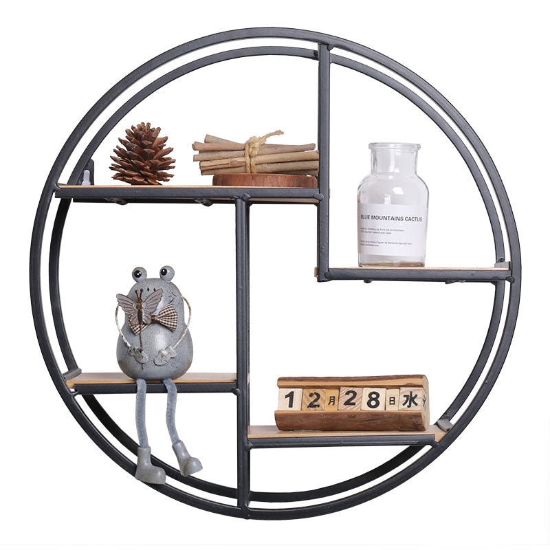 Iron Art Home Decoration Shelf Storage Rack Black