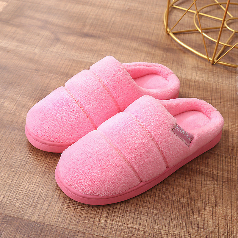 Cotton Slippers Ladies Winter Home Non-slip Striped pink