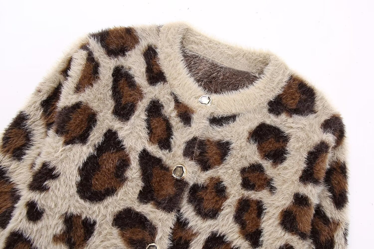 Hong Kong Style Vintage Leopard Print Sweater Coat