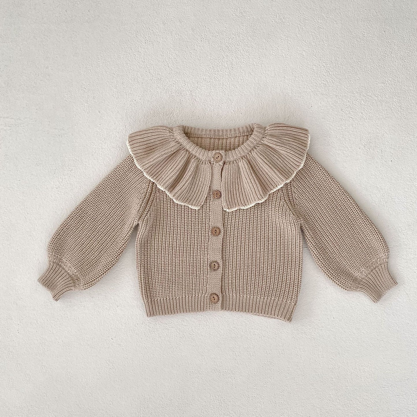 Baby Girl Ruffled Bow Tie Knitted Coat Small Cardigan Sweater