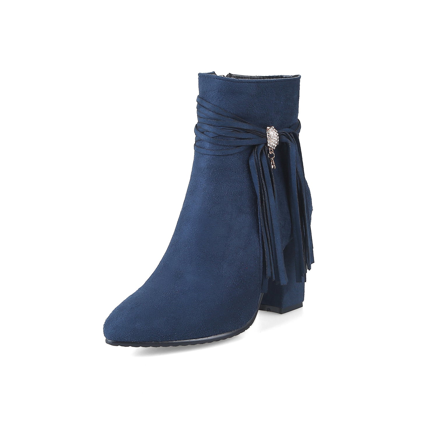 Low heel suede ankle boots women England Blue