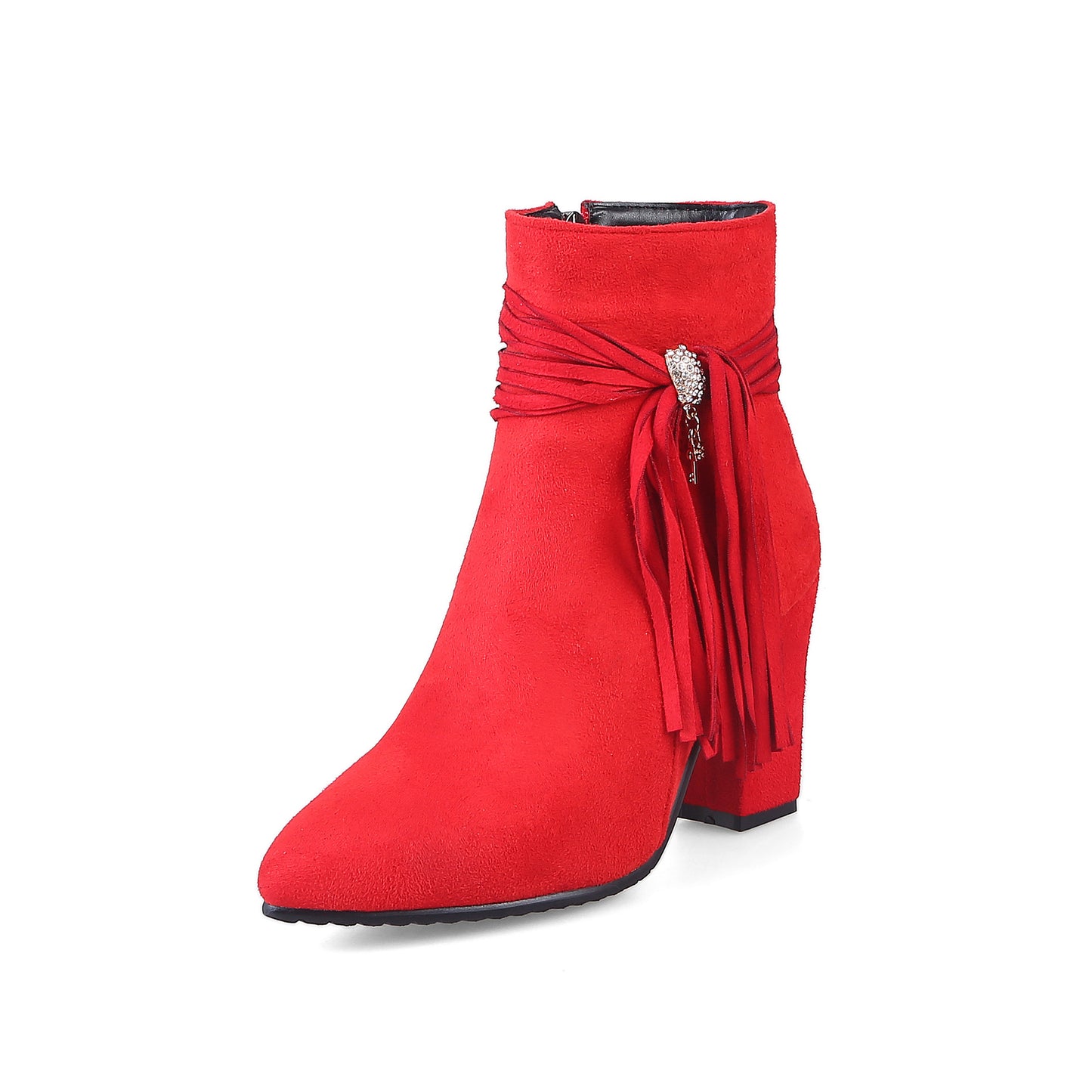 Low heel suede ankle boots women England Red