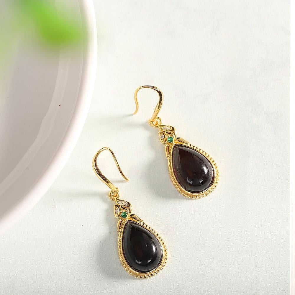 S925 Silver Gold Plated Jewelry Water Drop Blood Pearl Drop