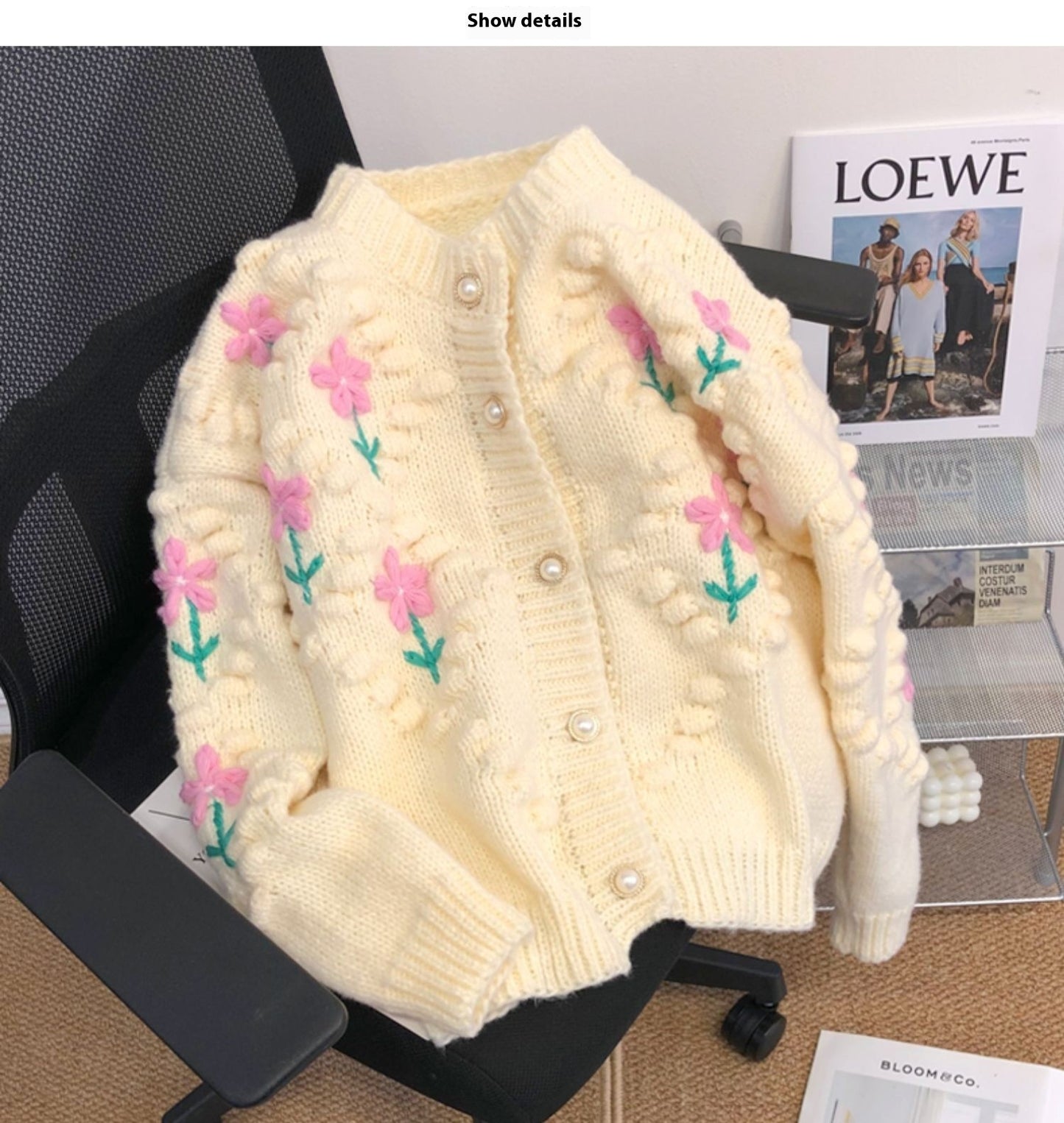 Retro Crochet Short Western Style Knitted Cardigan Korean Style Loose Temperament Lazy Sweater Women Beige Free Size