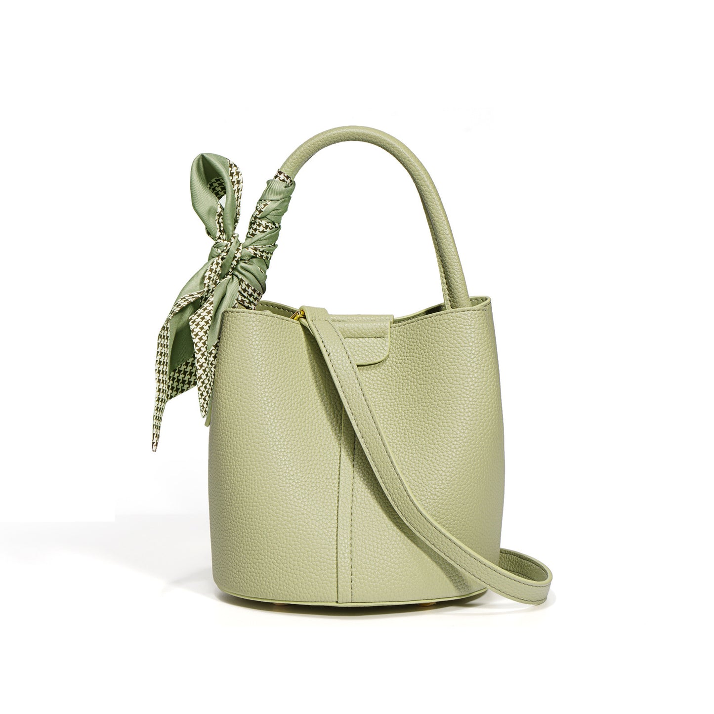 Genuine Leather Advanced Texture Bucket Bags Women Kiwi Fruit Green