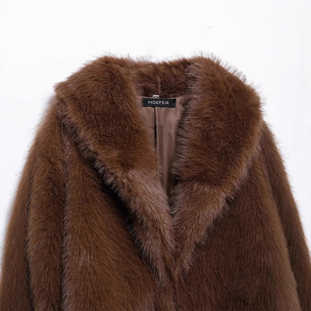 Retro Lapels Mink-like Artificial Fur Effect Short Coat